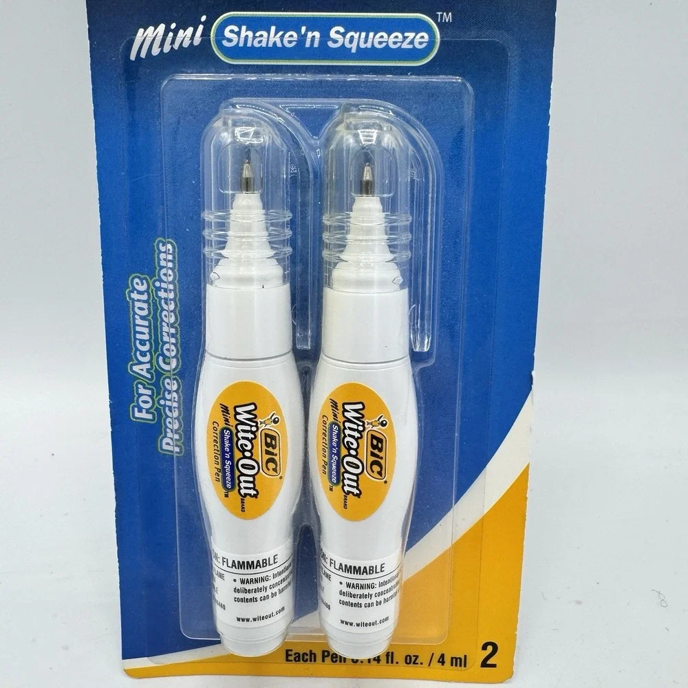 Vintage Bic Wite Out Shake N Squeeze Correction Pens 2 Pack New Sealed